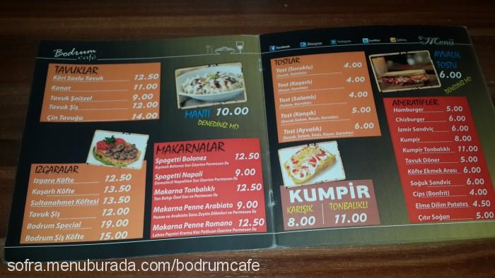 Bodrum Cafe, Sırakapılar Menü Fotoğrafı