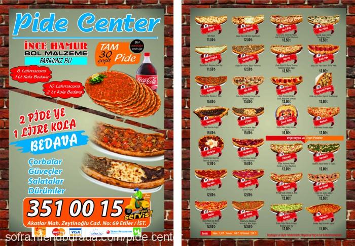 Pide Center, Akat Menü Fotoğrafı