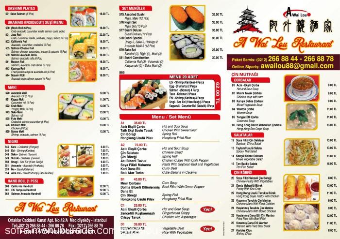 A Wai Lou Restaurant, Mecidiyeköy Menü Fotoğrafı