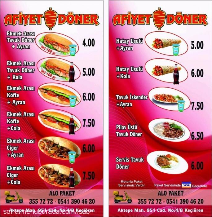 Afiyet Döner, Aktepe Menü Fotoğrafı