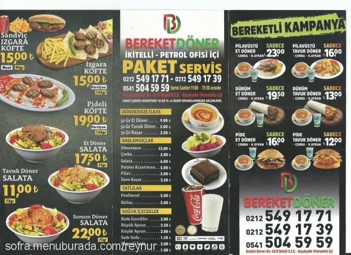 Bereket Döner, İkitelli (Petrol Ofisi) Menü Fotoğrafı