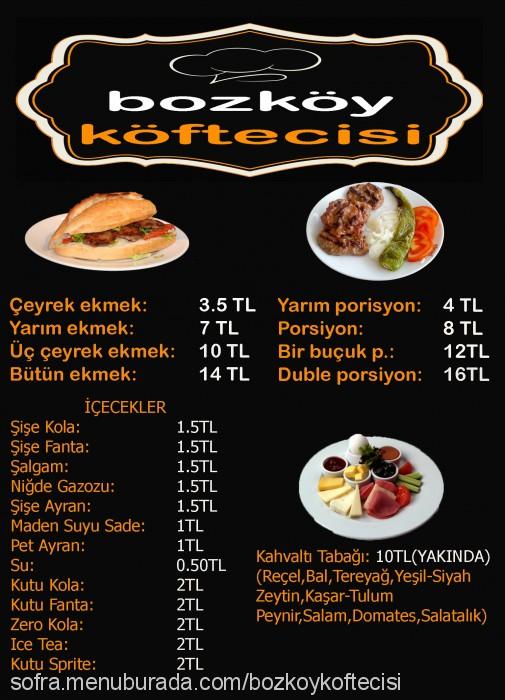 Bozköy Köftecisi, Uncubozköy Menü Fotoğrafı