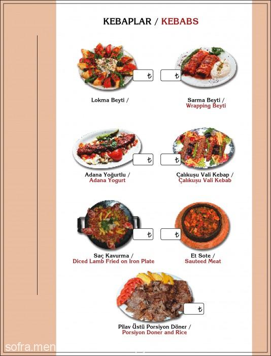 Çalıkuşu Restaurant, Camiikebir Menü Fotoğrafı
