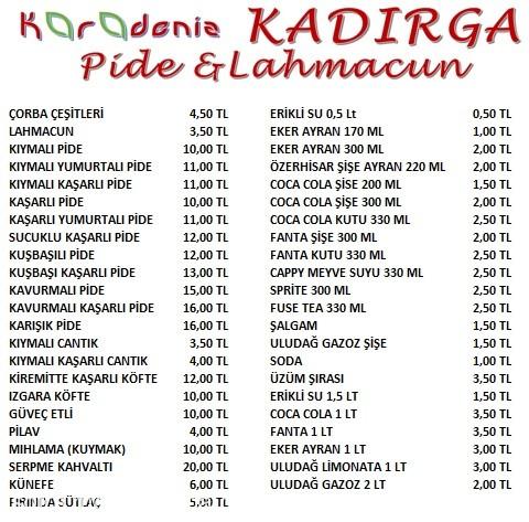 Karadeniz Kadırga Pide Ve Lahmacun, Han Menü Fotoğrafı