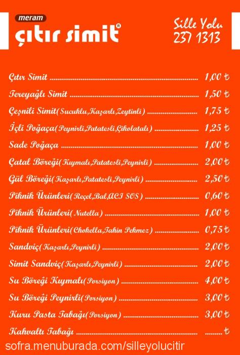 Meram Çıtır Simit, Kılınçarslan Menü Fotoğrafı