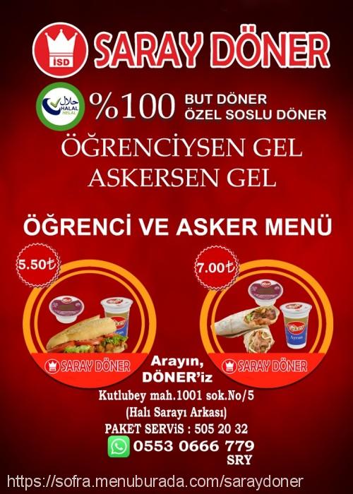 Saray Döner, Kutlubey Menü Fotoğrafı