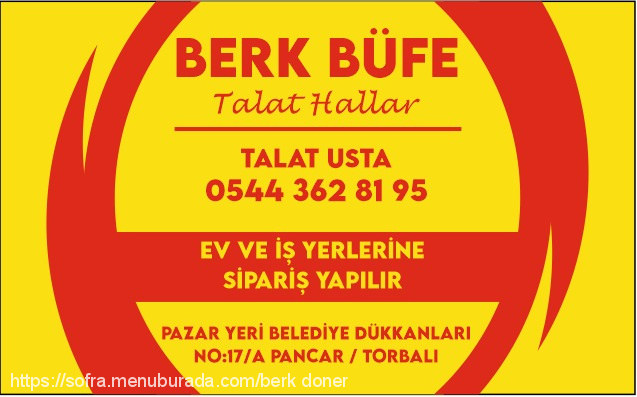 Berk Döner, Kazım Karabekir Menü Fotoğrafı