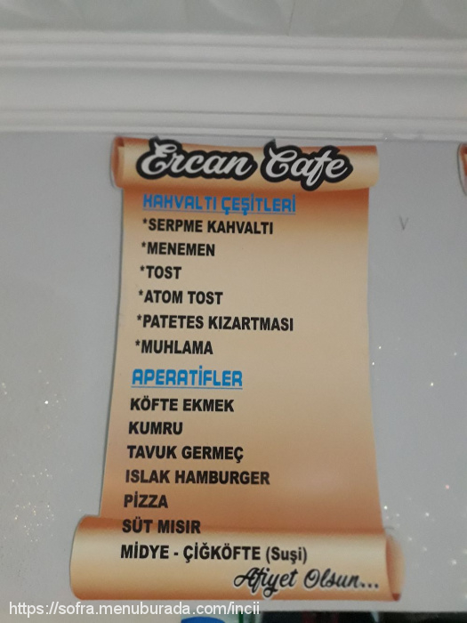 Ercan Cafe, Yenice Menü Fotoğrafı