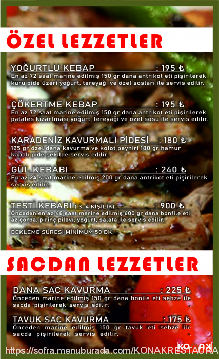 Konak Restaurant 32, Fatih Menü Fotoğrafı