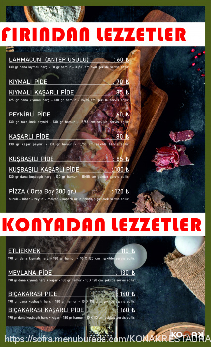 Konak Restaurant 32, Fatih Menü Fotoğrafı