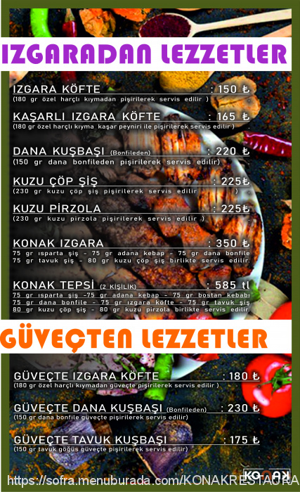 Konak Restaurant 32, Fatih Menü Fotoğrafı