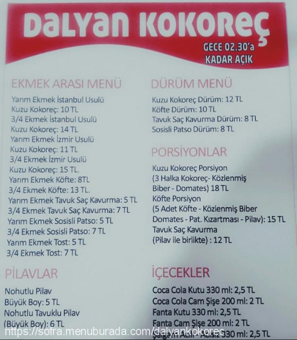 Dalyan Kokoreç, Esentepe Menü Fotoğrafı