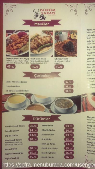 Dürüm Sarayı, Yüzevler Menü Fotoğrafı