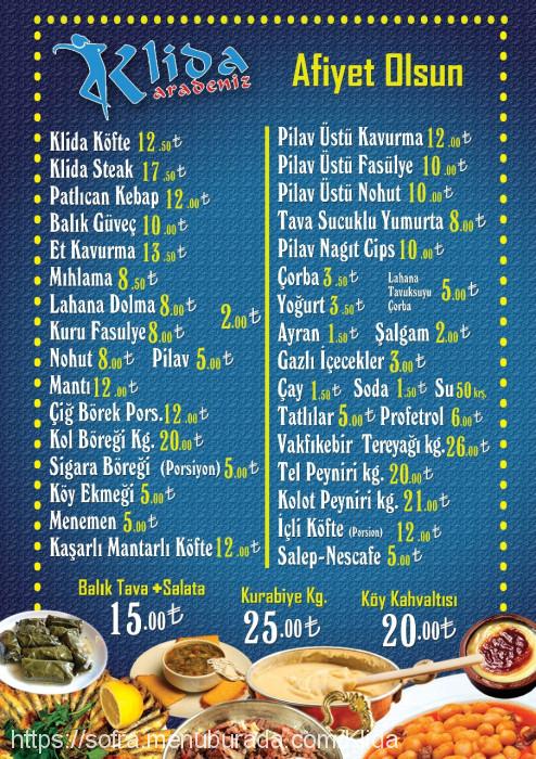 Klida Karadeniz, Yenişehir Menü Fotoğrafı