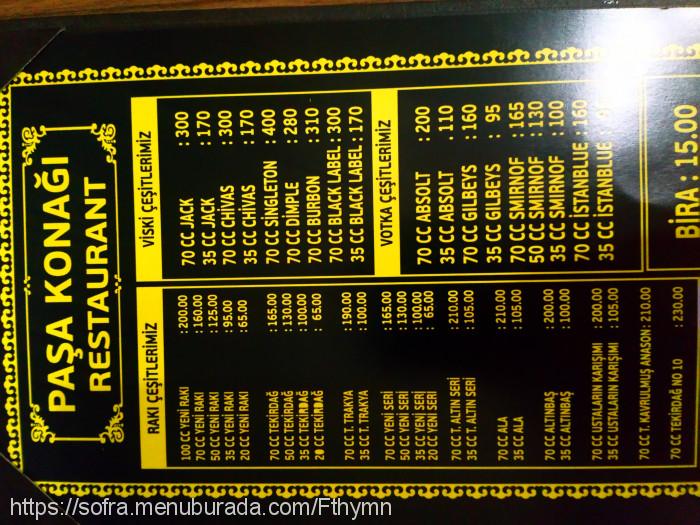 Pasa Konağı, Ferhuniye Menü Fotoğrafı