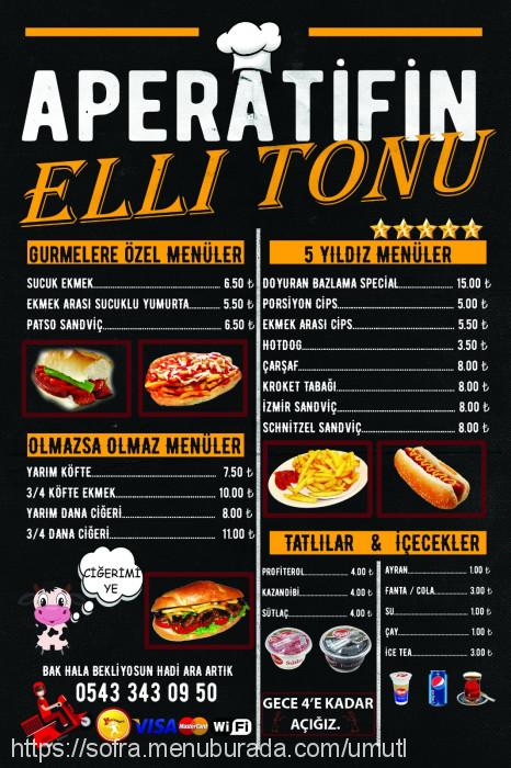 Aperatifin Elli Tonu, Aydın Merkez Menü Fotoğrafı