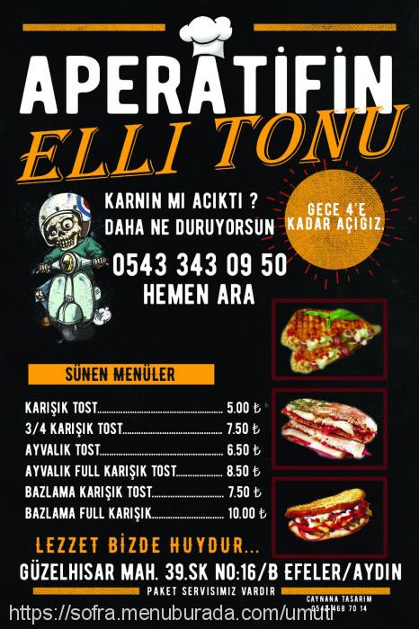 Aperatifin Elli Tonu, Aydın Merkez Menü Fotoğrafı
