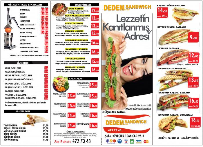 Dedemin Yeri Sandwich, Öveçler Menü Fotoğrafı