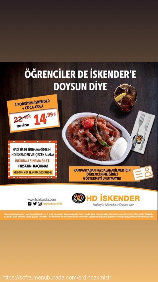 HD İskender, Gebze (Gebze Center AVM) Menü Fotoğrafı