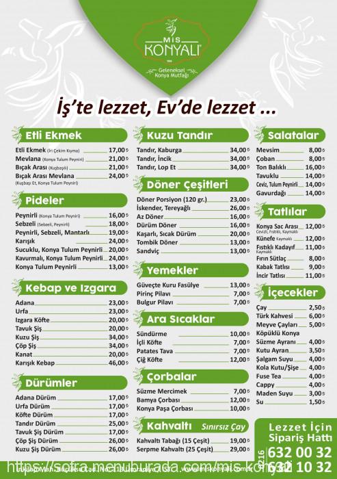 Mis Konyalı Etli Ekmek, İnkılap Menü Fotoğrafı