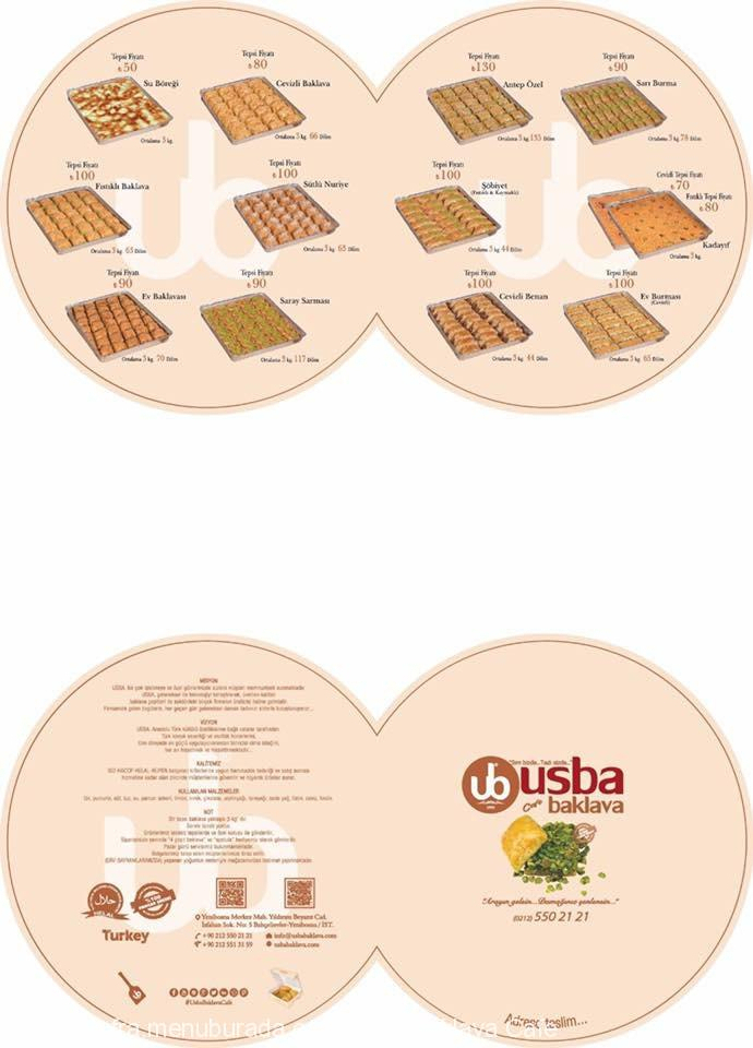 Usba Baklava, Yenibosna Menü Fotoğrafı