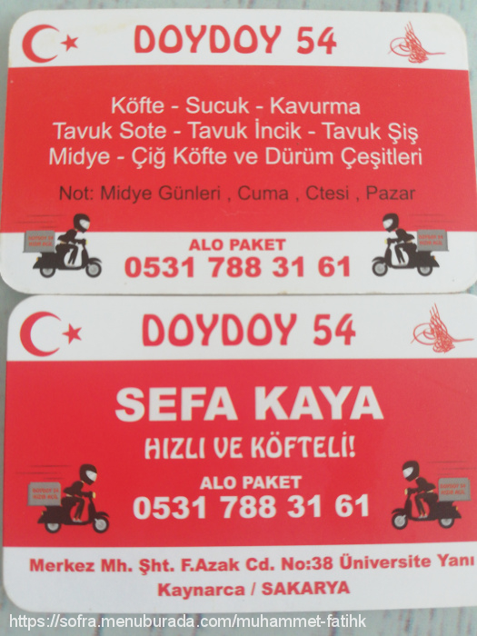 Doy Doy 54, Kaynarca Merkez Menü Fotoğrafı
