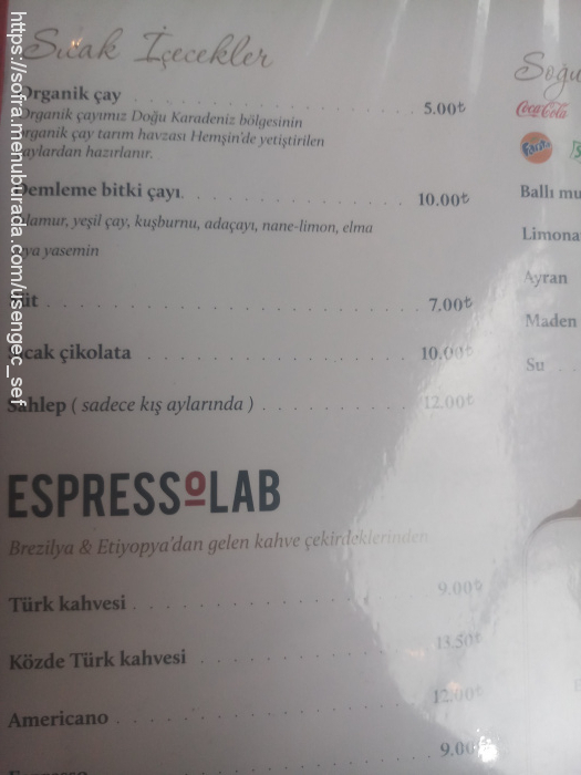 Emirgan Sütiş, Koşuyolu Menü Fotoğrafı