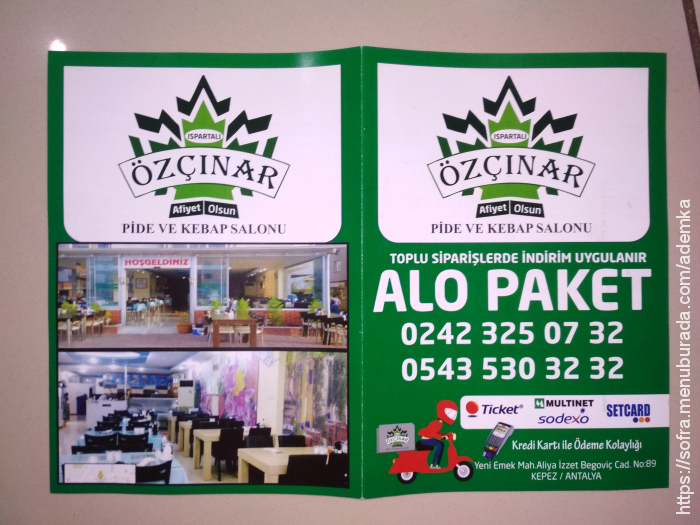 Ispartalı Özçınar Restaurant, Yeni Emek Menü Fotoğrafı