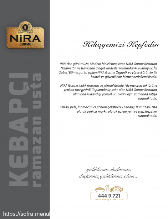Nira Gurme, Yeni Batı Menü Fotoğrafı