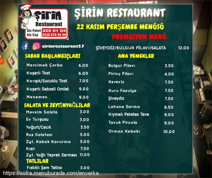Şirin Restaurant, Budak Menü Fotoğrafı