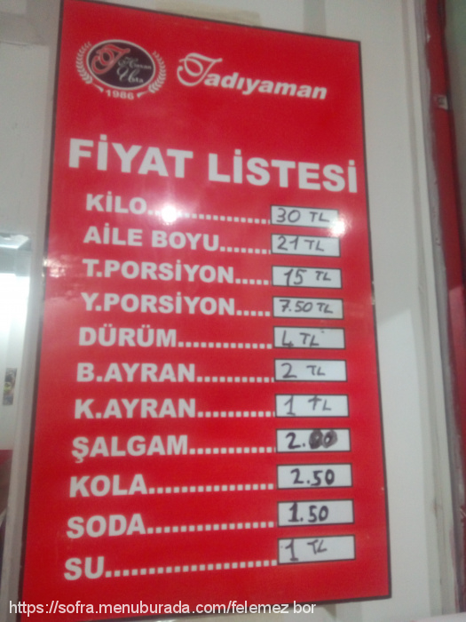 Tadıyaman Çiğköfte, Mecidiyeköy Menü Fotoğrafı