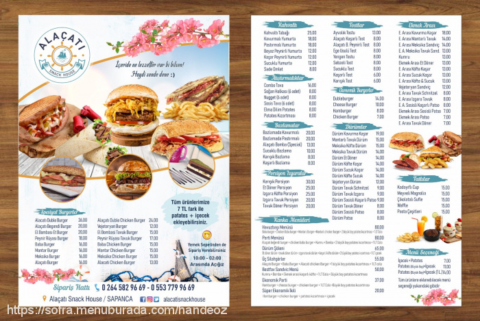 Alaçatı Snack House, Rüstem Paşa Menü Fotoğrafı