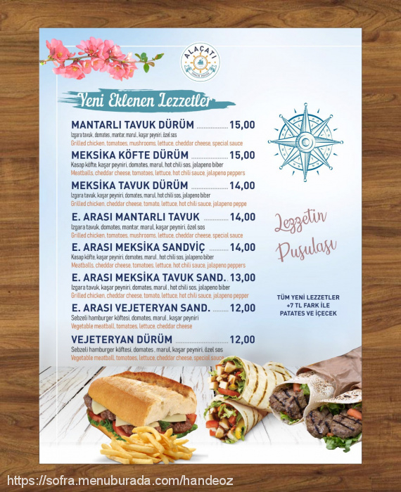 Alaçatı Snack House, Rüstem Paşa Menü Fotoğrafı