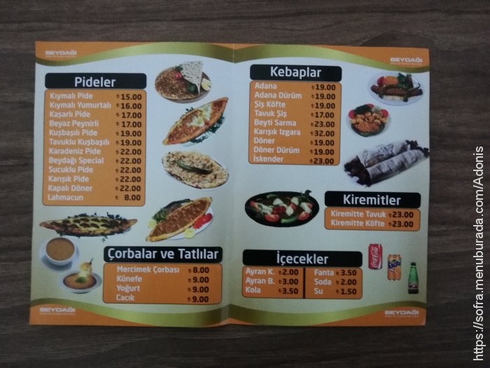 Beydağı Kebap ve Pide Salonu, Meşrutiyet Menü Fotoğrafı