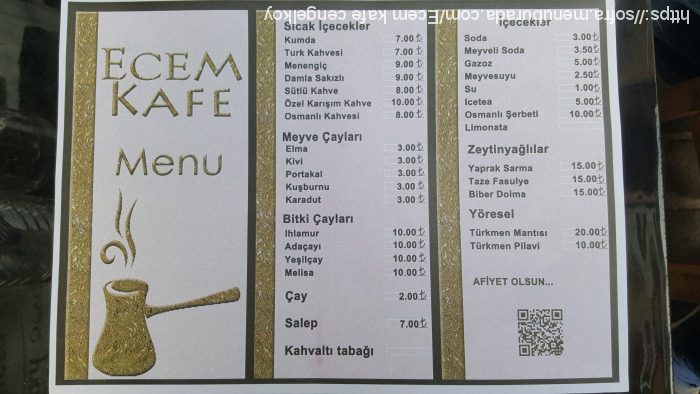 Ecem Kafe, Çengelköy Menü Fotoğrafı