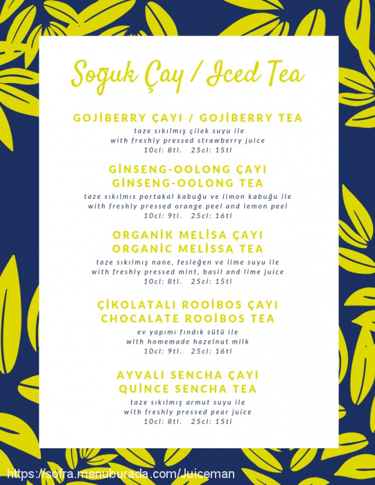 Juiceman, Cihangir Menü Fotoğrafı