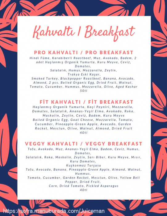 Juiceman, Cihangir Menü Fotoğrafı