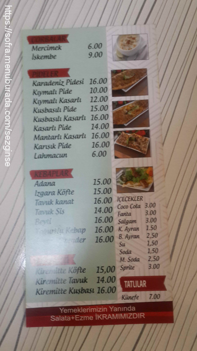 Karadeniz Pide Ve Kebap Salonu, Pamuklar Menü Fotoğrafı