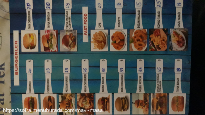 Mavi Masa Bar Restaurant, Kızkalesi Menü Fotoğrafı