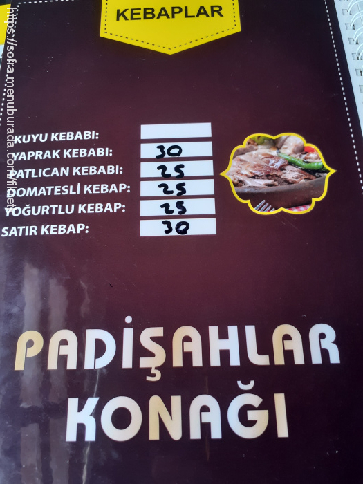 Padişahlar Konağı, Kurt Köyü Menü Fotoğrafı