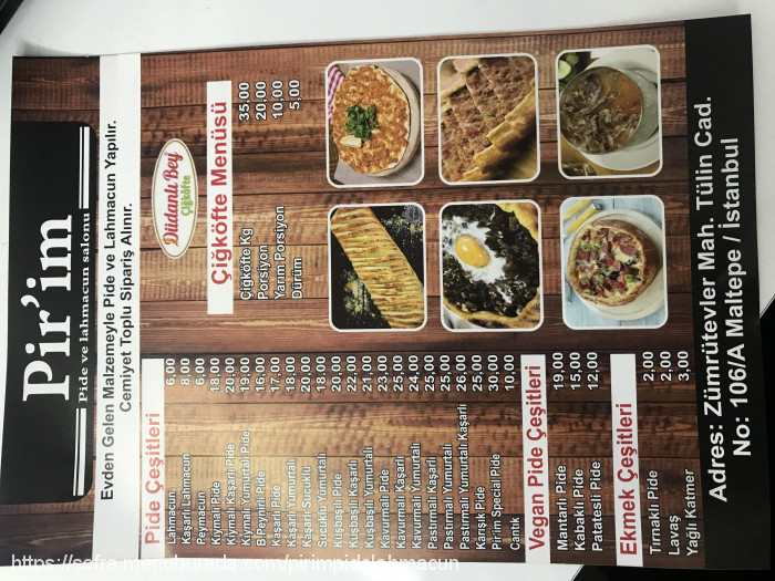 Pirim Pide Lavaş Ve Lahmacun Salonu, Zümrütevler Menü Fotoğrafı