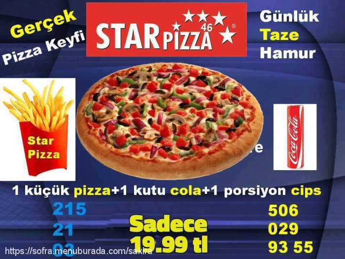 Star Pizza, Mimar Sinan Menü Fotoğrafı