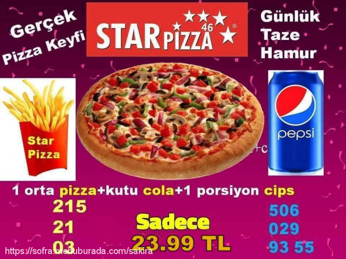 Star Pizza, Mimar Sinan Menü Fotoğrafı
