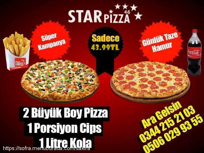 Star Pizza, Mimar Sinan Menü Fotoğrafı