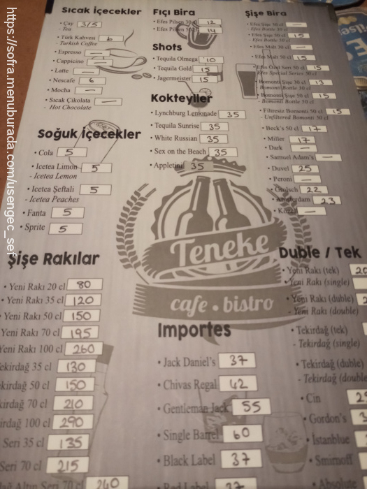 Teneke, Bahariye Menü Fotoğrafı