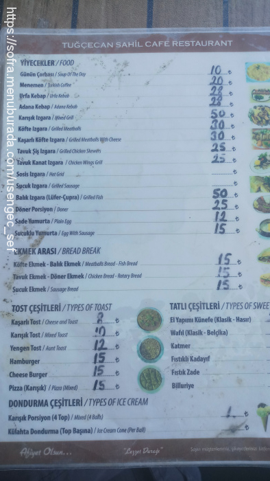 Tuğçecan Sahil Büfe, Büyükada Menü Fotoğrafı