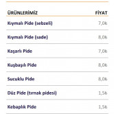 Sarıpınar Pide, Esentepe  Menü Fotoğrafı Orta