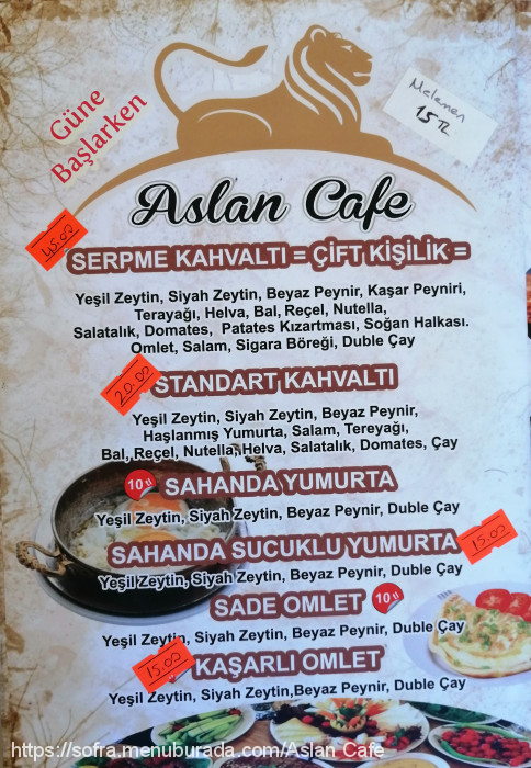 Aslan Cafe, Menemen Menü Fotoğrafı