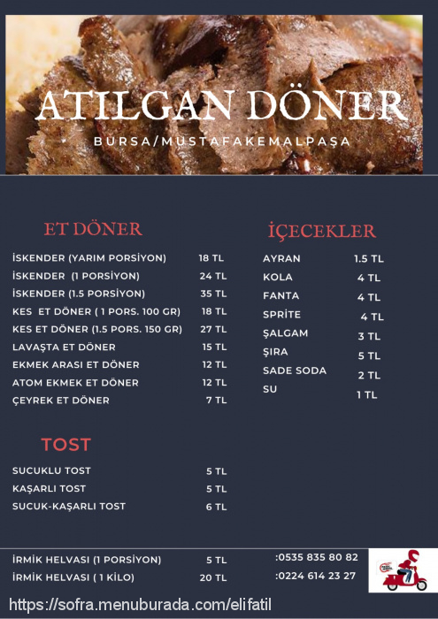 Atılgan Döner, Hamzabey Menü Fotoğrafı