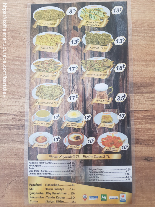 Barış Kebap, Burç Menü Fotoğrafı